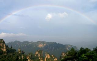 Magnificent Rainbow Arises Over Zhangjiajie Scenic Spot 