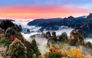 Zhangjiajie tourism showing winter sea clouds scenery in November 