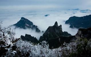 Zhangjiajie tianmenshan national forest park appears ice flowers 