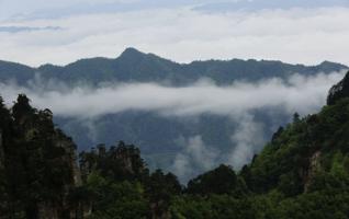 Zhangjiajie Wulingyuan core scenic, Cloud and fog look like a jade belt 