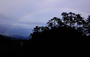 Zhangjiajie Huangshi village shows rainbow after the rain 