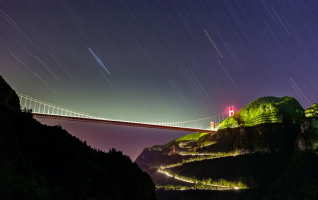 Starry Night over Aizhai Bridge in Western Hunan