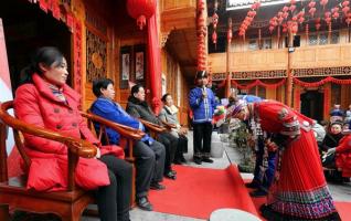 Traditional Miao ethnic group wedding ceremony held in Hunan